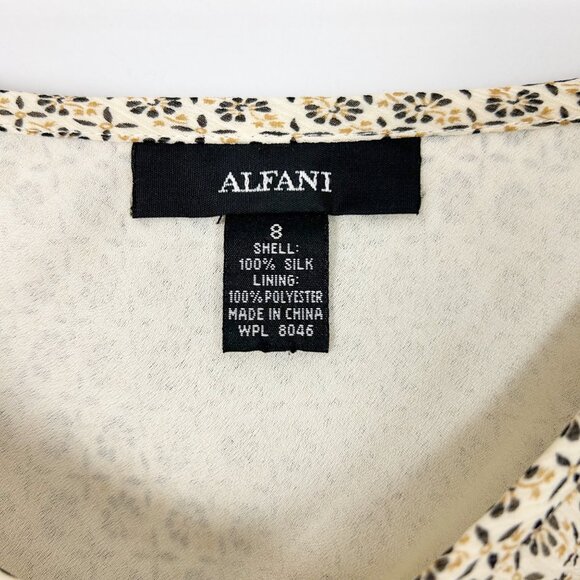 Y2K Alfani Silk Lettuce Hem Skirt Fall Ditsy Floral A-line Size 8 Women's - Picture 4 of 4